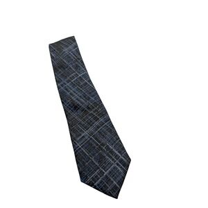 Van Heusen Necktie Mens Blue Black Abstract Crosshatch Polyester Classic Tie